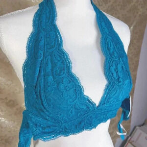 NWT Out From Under Urban Outfitters Blue Lace Halter Bralette Size M